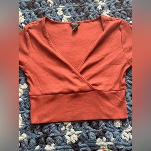 Brown crossbody crop top